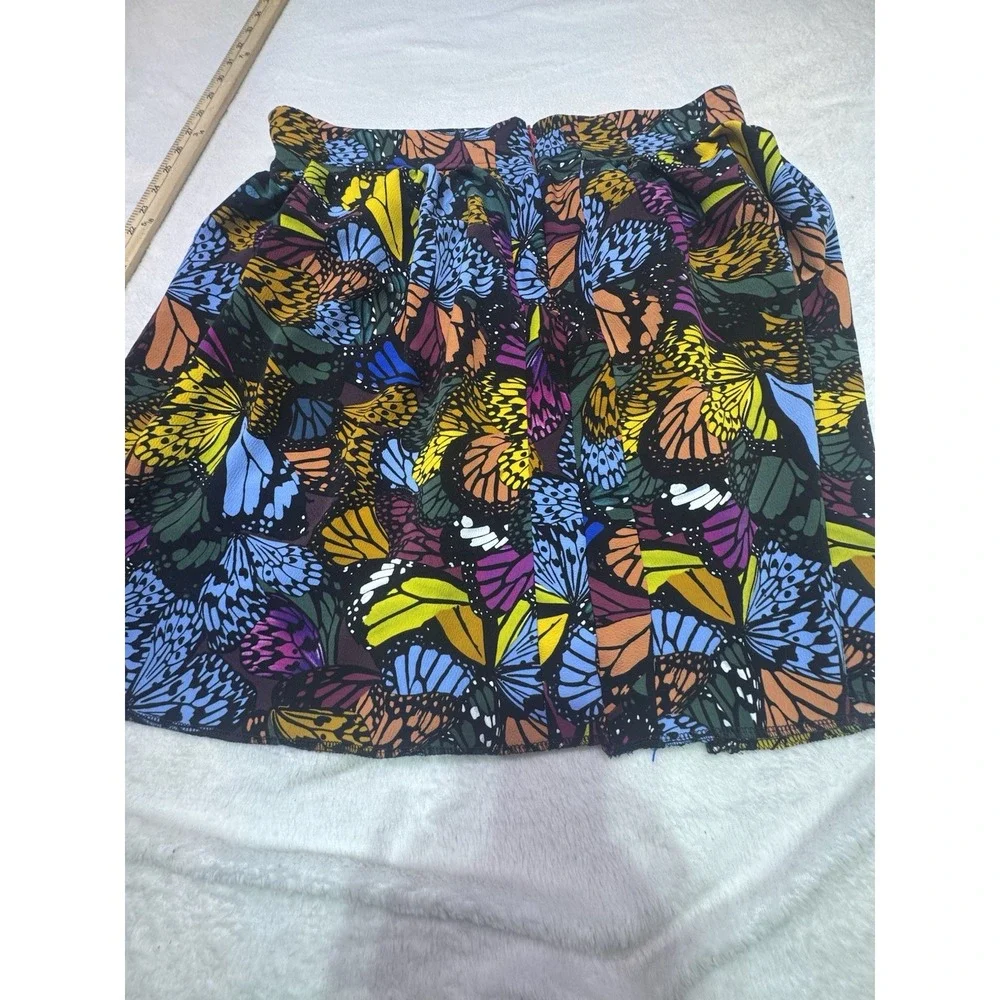Hand Made Skirt Mini With Butterflies AOP Size Large Ruffles Zipper‎ Back Y2K